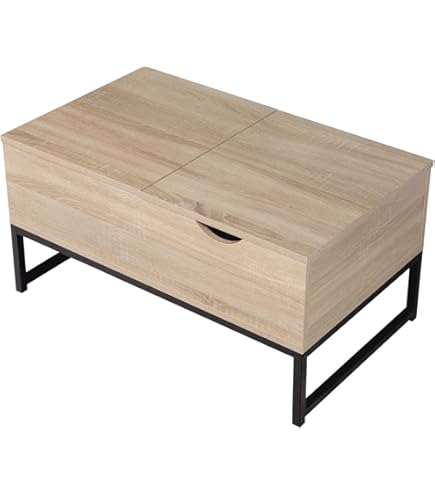 Table Basse Carré Pivotante THEA 70 Cm Bois Et Noir 69,99
