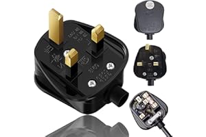 SILHANI Pack of 2 13Amp Plug, Fused Plug 3 Pin Plug Uk With Cord Grip Rewireable Black Plugs-13 Amp Plug Uk Heavy Duty Electrical Plug Uk 13 A Fused Mains Plugs-13 Amp Plugs Durable For Electrical Appliances.