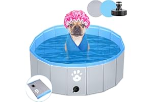 Pmgud Piscina Portatile per Cani Ø 80cm per cani bambini piscina per bambini o altri animali Spessore rinforzato 5mm portatile e pieghevole - grigio