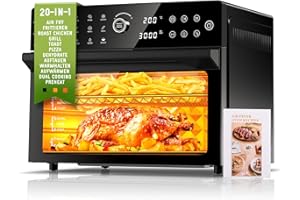 COOKWISE 30L Heißluftfritteuse XXL Minibackofen mit LED-Touchscreen, Minibackofen mit Umluft mit 20 Programmen und Zwei Kochmodi, 1800W Heissluftfritteuse Air Fryer Oven ohne Öl, 8h Timer, Rezeptbuch,7 Anhänge