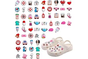 FREESKILL 60 Stück Crocs Stecker Set - Anstecker für Medizin & Krankenschwester - Nurse Accessories - Jibbitz & Zubehör für DIY Dekorationen