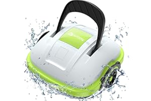Limpiafondos Piscina, Robot Piscina con 2-Motores, Succión Potencia, Ligero, Aspirador Piscina Autonomo Ideal para Piscinas Elevadas y Enterradas con Fondo Plano, 60 Min Limpieza WINNY POOL CLEANER