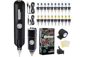 EXTREME TATTOO Dragonhawk kit de tatuaje máquina de tatuar rotativa Pen de inalambrica de Tattoo Gun de Batería 1100mAh with RCA Jack Agujas de Tatuaje for Principiantes de Tatuaje