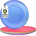 idea-station NEO Plastic Plates 6 x 21.5 cm - Colourful - Reusable Kids Plates - Perfect Party Plates and Picnic Plates for Camping, Outdoor and Childrens - Dishwasher Safe and Family Friendly