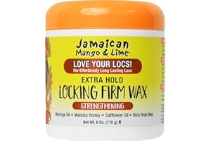 Jamaican Mango & Lime Locking Firm Wax 155g - EXTRA-FIRM HOLD. NO Mineral Oil, NO Sulphates, No Parabens. Excellent for coarse and grey hair. Locks in moisture and aids strengthening hair