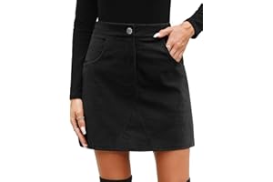 heekpek Gonna Corta Donna Autunno Invernale Vita Alta Elegante Minigonna Linea A Casual Gonne Invernali in Velluto a Coste con Tasche e Fodera