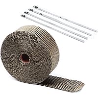 Motorrad Auspuff Hitzeschutzband Basaltfaser Auspuffband für Fächerkrümmer Thermoband Krümmerband 4er Edelstahl…
