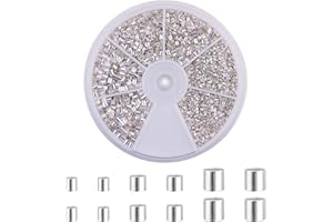 PH PANDAHALL PandaHall Elite 3000 piezas 1,5 mm 2 mm 2,5 mm tubo de latón cuentas de crimpado tapas de extremo de cordón para pendiente pulsera collar colgante DIY fabricación de joyas de plata