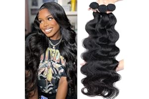 VALLBEST Body Wave Bundles Human Hair 26 28 30 Inch 10A Grade Weave Bundles Human Hair 100% Unprocessed Brazilian Virgin Remy Hair Natural Black Long Wavy Hair Extensions