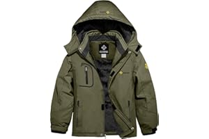 GEMYSE Chaqueta de Esquí Impermeable de Montaña para Niños Abrigo de Invierno de Lana Antiviento con Capucha