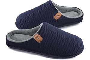 VeraCosy Men's Cosy Slip-on Slippers Corduroy Memory Foam Indoor House Shoes