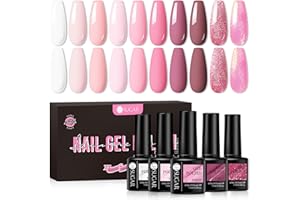 UR SUGAR Vernis Semi Permanent Rose, 10 Couleurs Rose Clair Laiteu Pailleté Vernis à Ongles Gel Soak Off UV/LED Semi-permanent Manucure French Set Cadeau pour Débutant