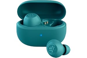 JLab Go Pop ANC Auriculares Bluetooth ANC, 24+ h de autonomía, IP55 Resistentes al Sudor, micrófono, Llamadas claras y conexión multipunto, Verde Azulado