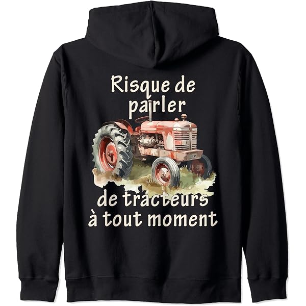 Sweat Capuche Tracteur Vintage - Humour Agriculteur Bleu Rouillé Unisexe