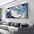 Wall Decor Large Sea Wave Canvas Painting Ocean Landscape Abstract Xxl Framed Wall Art for Living Room Large Size Modern 75x150cm/30x59in With Black Frame