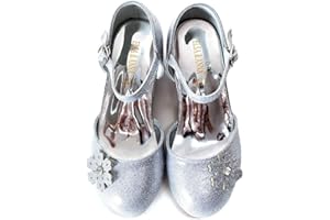 ELSA & ANNA Chaussures de Princesse pour Filles - Chaussures Reine des Neige à Talons de 3cm - Chaussures de Déguisement pour Fêtes et Anniversaires - SHOES2, Argent, 33 EU