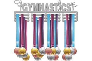 CREATCABIN Porte-Médaille Gymnastique Présentoir sur 60 Porte-Médailles Récompenses Sportives Porte-Longe Métal Fixation Murale Robuste Athlètes Champions Joueurs Gymnastique 15.7 x 5.3 Pouces