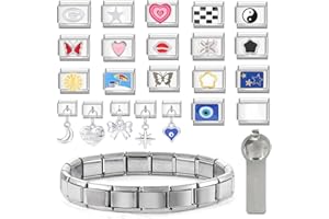 Infiher 24Pcs italian charm bracelet set,italian charms 9mm,italian style charms für damen,geschenke für frauen mama freundin
