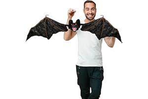 I LOVE FANCY DRESS Bat Halloween Prop Animated Decoration with Flapping Wings - Red Light up Eyes & Sound Effects - Screeching Bat with Motorised Wings and Head - Halloween Props - Pack of 1