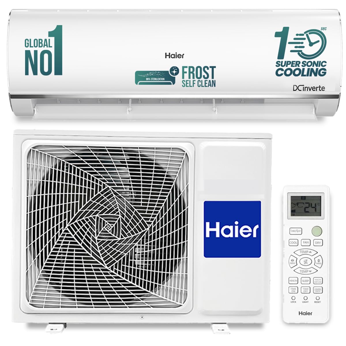 Haier 1.5 Ton 5 Star Triple Inverter Split AC (4850 W, Copper, 7 in 1 Convertible, 4-Way Swing, Frost Self Clean, HD Filter, Cools at 60Â°C, 20 Mtr. Air Throw - HSU18K-PYSS5BN-INV, White)