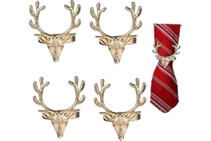 VALICLUD 4 Stück Serviettenhalter Hirsch Weihnachten Rentier Serviettenhalter Schnallen Legierung Xmas Elchkopf Serviette Schnalle Xmas Aena Tischdekoration (vergoldet)