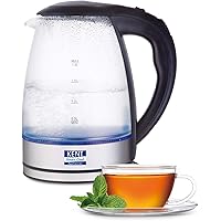 KENT Elegant Electric Glass Kettle (16052), 1.8L, Stainless Steel Heating Plate, Borosilicate Glass Body, Boil Drying…