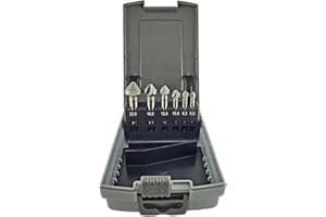 WRS WINTERHOFF WRS Fraises coniques DIN 335/C HSS, fabrication de précision, fabriqué en Allemagne, avec 3 tranchants, angle de fraisage 90°, tailles : cassette 6,3-20,5 mm, 6 pièces.