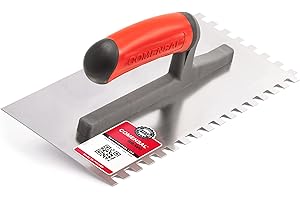 COMENSAL® Llana Dentada Inox TD - Llana Peine - para Colocación de Baldosas - Espátula Dentada - Mango Ergonomico - Made in EU - 8x8 mm