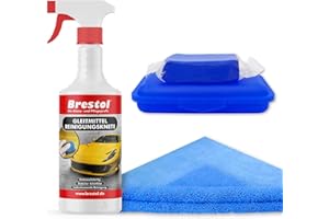 ‎BRESTOL Brestol® Cleaning Clay Set1 200 g Clay Blue + Box + 750 ml Special Lubricant + Polishing Cloth - Polishing Clay Clay Bar Car Paint Clay - Removes Tree Resin Insects and Much More