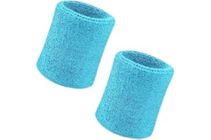 Vidillo Lot de 2 Bandeaux absorbants de Poignet de 10,2 cm en Coton Doux et épais, pour Tennis, Gymnastique, Football, Basket-Ball, Course à Pied
