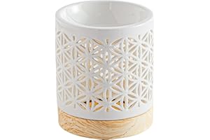 ZEN ARÔME Bruciatore profumato Ceramy Fiore della Vita - Bruciatore di cera fondente profumato - Oggetto artigianale Portafelicità - Aromaterapia facile - Diffusore dei profumi-Decorazione regalo moderno