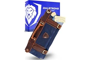 Dalstrong - Rotolo di coltelli Nomad, 340 g, in tela resistente e in pelle con grana superiore, 13 fessure, tasche interne e posteriori con cerniera, custodia da viaggio con lama, colore: blu