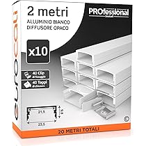 5 Profili In Alluminio Per Strisce LED - 2 Metri Ciascuno (10mt Totali), Copertura Opaca, Larghezza Max 21.5mm - Foto 6