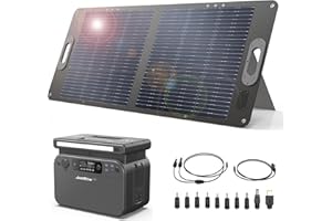 Estación de energía portátil JustNow de 580W con panel solar de 100W, fuente de alimentación de 346Wh con batería LiFePo4, generador solar para exteriores para camping y autocaravanas