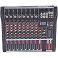 Audio Mixer, 8-Channel Studio Mixer DJ Mixer, Professional Mixer Sound Board Console with 3 Band Equalizer & LCD Display, for KTV, Campus, Bars, Stage Performances, Recording Studios