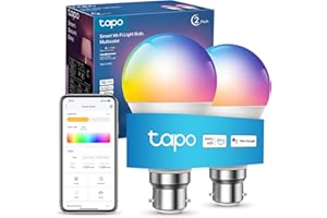 Tapo L530B (2-Pack) Smart Bulb, B22 Colour Changing Light Bulb, Alexa Light Bulbs, LED Light Bulb,8.7W (60W), Dimmable, Schedule & Timer, Energy Saving, App Remote Control, Google Voice Control
