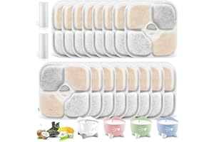 16 Stück Katzenbrunnen Filter für Catit Pixi Trinkbrunnen mit 2 Schläuche, Dreifaches Filtersystem Ersatzfilter mit Harz und Aktivkohle