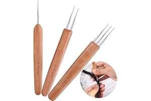 Zonon 3 Stück 0,75 mm Dreadlock Häkelnadel Bambus Nadel Weben Häkeln
