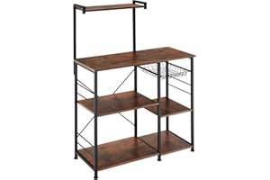 tectake Scaffale da cucina, in metallo, con 6 ripiani, 90 x 40 x 131,5 cm, carrello, organizer per microonde e stoviglie, isola marrone scuro industriale