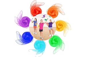 EHIOG 7 Pezzi Foulard Colorati,Foulard da Danza,Foulard da Ginnastica,Foulard Colorate,per Bambini e Giochi di destrezza,45 x 45cm