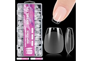 MELLIEX 600 sztuk krótkie sztuczne paznokcie przezroczyste akrylowe pełne pokrycie tips wstępnie wypolerowane sztuczne paznokcie tipsy zestaw do zdobienia paznokci DIY trumna