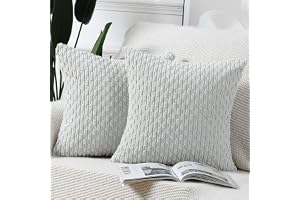 MADIZZ Paket med 2 stycken Boho Randiga Corduroy Kuddöverdrag Dekorativa Kuddskal för Soffa Sovrum 50x50 cm Gråvit