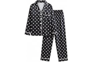 JiAmy satinpyjamas-set med långärmad för flickor 7–14 år