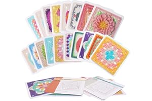 KOIROI Cartes au Crochet Granny Square, 50 Modèles Mix & Match, Modèles de Crochet Cartes Granny Squares avec Inscription et Photo et Livret Pratique pour Adultes et Débutants