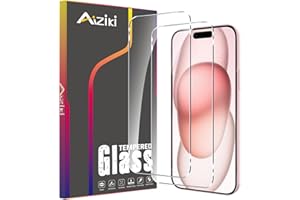 Aiziki Szkło ochronne na ekran do iPhone 15/15 Pro folia ze szkła hartowanego, ochrona przed uderzeniami, odporna na pękanie, odporna na zarysowania, przezroczysta HD, bez pęcherzyków powietrza, [2