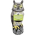 Ugold Solar Powered Owl with Motion Detection, Silent Mode, Flashing Eyes, Rotatable Head and Realistic Hoots, Plastic Owl Decoration for Home, Garden, Patio and Fence