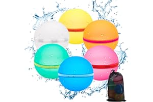 YAVOCOS Wasserbomben Wiederverwendbar, Reusable Wasserballons mit Netzbeutel, Selbstdichtende Silikon Wasserbombe, Sommerspaß-Wasserspielzeug Wasserbomben für Party, Wasserpark, Familienspiel (6 Stück)