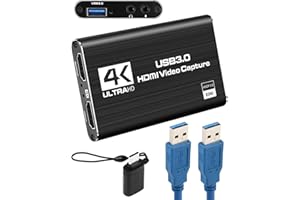 JESIAH 4K 30Hz HDMI Audio Video Capture Card, USB 3.0 Full HD 2K 1080P@60Hz Game Capture Cards Device for Live Streaming Broadcasting Recording Compatible with PS5 Switch Camera OBS Mac Linux Windows