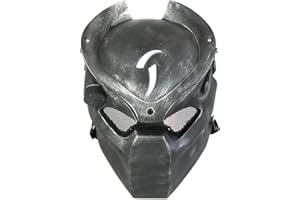 ATAIRSOFT Casco táctico para airsoft y paintball de WorldShopping4U, con malla metálica y máscara de depredador con luz infrarroja