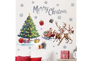 SHUCHING Pegatinas Papá Noel, Vinilos Árbol de Navideños, Adhesivo Decoracion Navidad de Reno, Adornos Navidad para Habitacion Dormitorio de Niños Pared Salon Escaparates